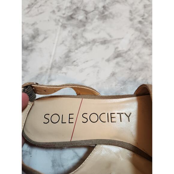 Sole Society Dolven Women's Brown Suede Leather Slingback Flats Sandals Size 10M - Picture 6 of 7